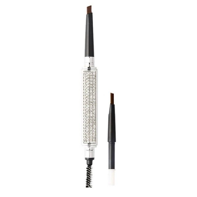 Lápiz de cejas triangular, lápiz de cejas de dos cabezales, giratorio con cepillo para cejas Marron oscuro Jinwen Lápiz de cejas