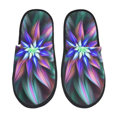 Balery Colored Abstract Slient Indoor Furry Fleece Comfort House Shoes Soft Non-Slip Home Shoes Cotton slippers House Slippers-- Medium
