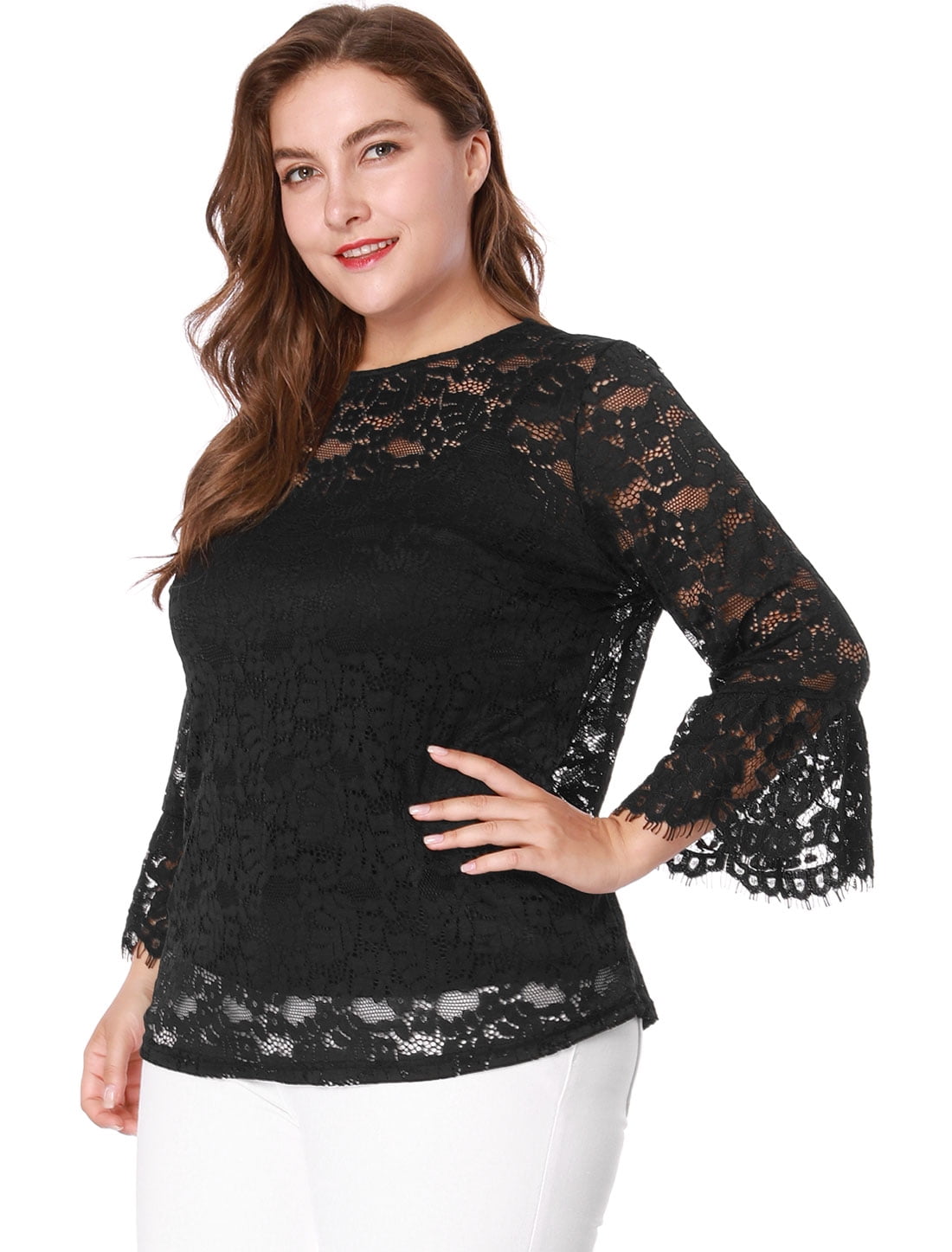 black lace top plus