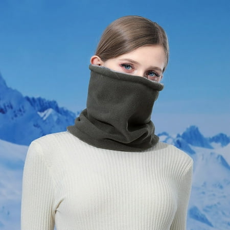 Ettsollp Cycling Neck Warmer Windproof Winter Cold Weather Outdoor Motorbike Riding Warm 3-In-1 Multifunction Plush Face Guard Drawstring Hat Neck Gaiter Scarf