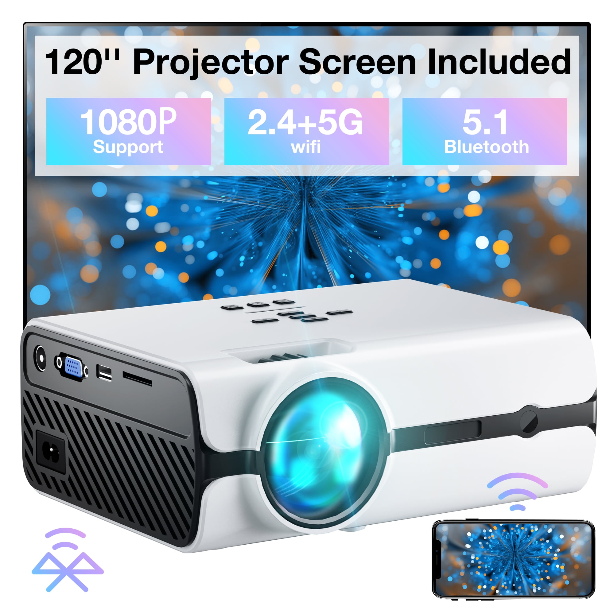 YABER V7 9500L 5G WiFi Bluetooth 5.0 Projector Home Theater 1080p 