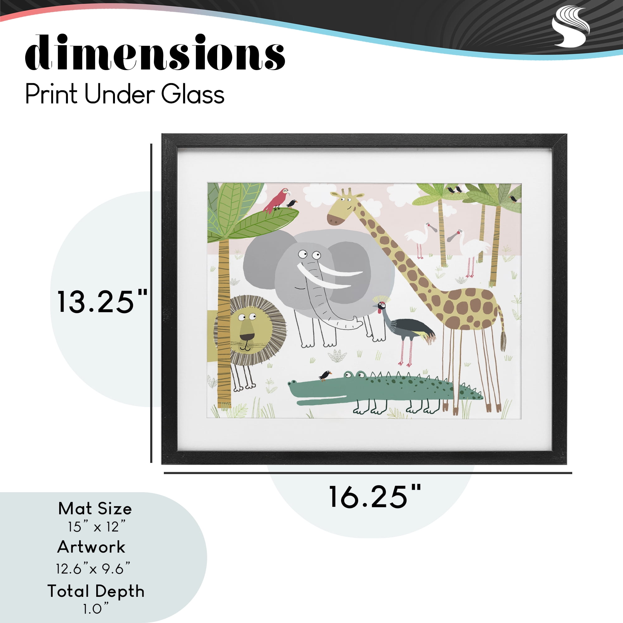 Stupell Industries Safari Animals Out and About Black Framed Print Under Glass, design by Carla Daly