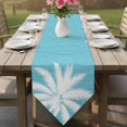 thumbnail image 6 of Tropical Plants Table Runner Linen Burlap Table Runner 72 Inches Long Summer Coastal Palm Tree Leaves Vintage Blue Dresser Scarves for Kitchen Island Coffee Dining Room Party Holiday Decor 13"x72", 6 of 8