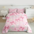 thumbnail image 2 of Homewish Kawaii Bowknot Full Size Comforter Sets for Kids Girls, Gradient Bow Ribbon Bedding Comforter Set, Cute Stars Bedding Sets, Breathable Home Decor, 2 of 8