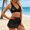 Black, variant on Fnooota Women's Bikini Swimsuits, Summer Cross Strap Two Piece Vacation Swimwear Bathing Suits Navy Size S-2XL