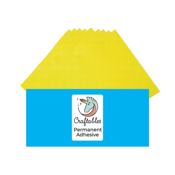 Craftables Bright Yellow Vinyl Sheets - Permanent, Adhesive, Glossy & Waterproof