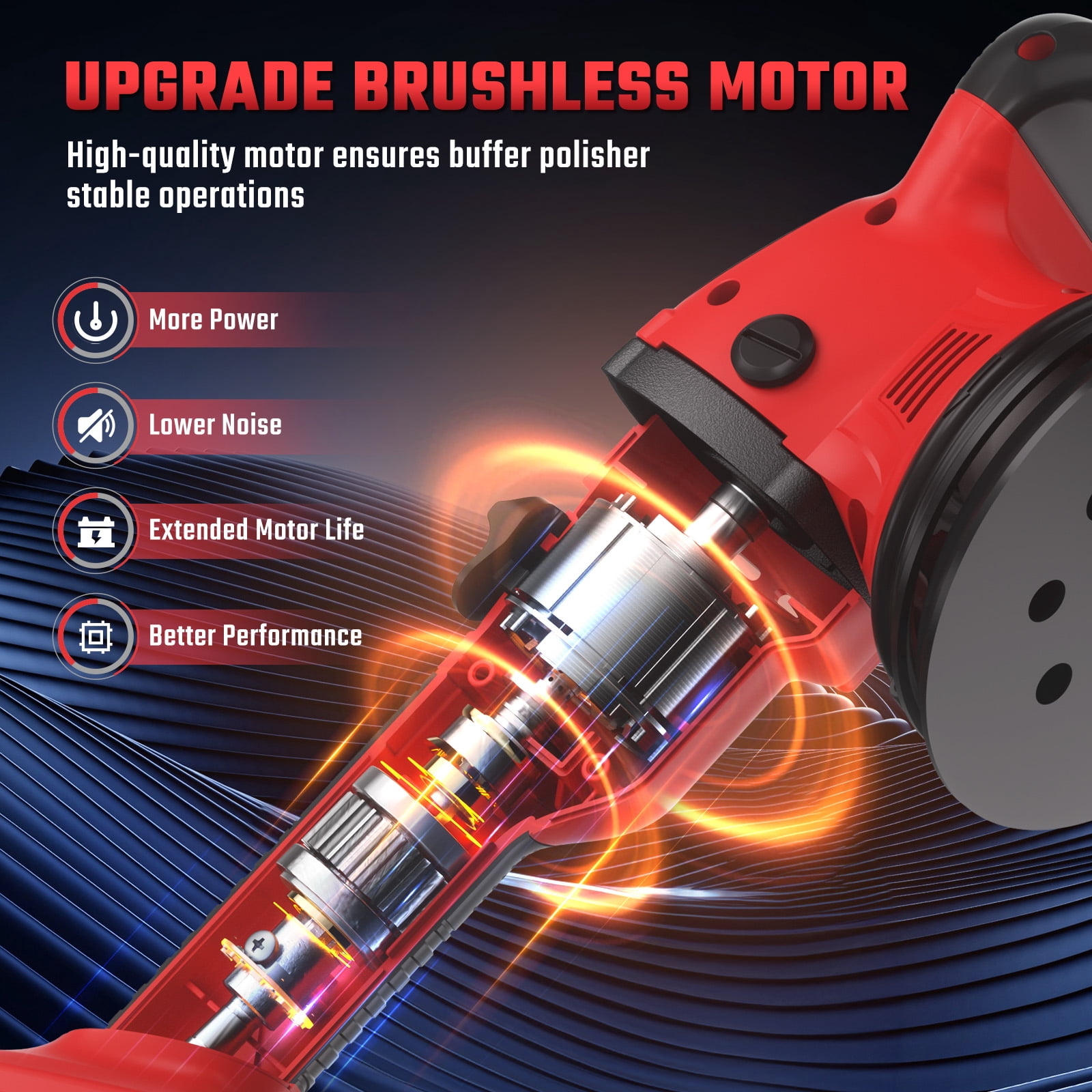 Cordless Polisher Kit for Milwaukee M18 Battery (Battery Not Included), 6-Inch Variable Speed Orbital Car Polisher for Detailing, 1800-5500 RPM, 17-Piece Accessory Set for Polishing & Waxing