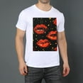thumbnail image 2 of Basic top Tees For Women Loose Boyfriend ShirtsRed Lips Casual Blouse round neck, 2 of 5