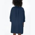 thumbnail image 6 of Linen Long Tops for Women 3/4 Sleeve V Neck Beach Cover Ups Mini Dress with Pockets Loose Pullover Tunics (XL, Navy), 6 of 6