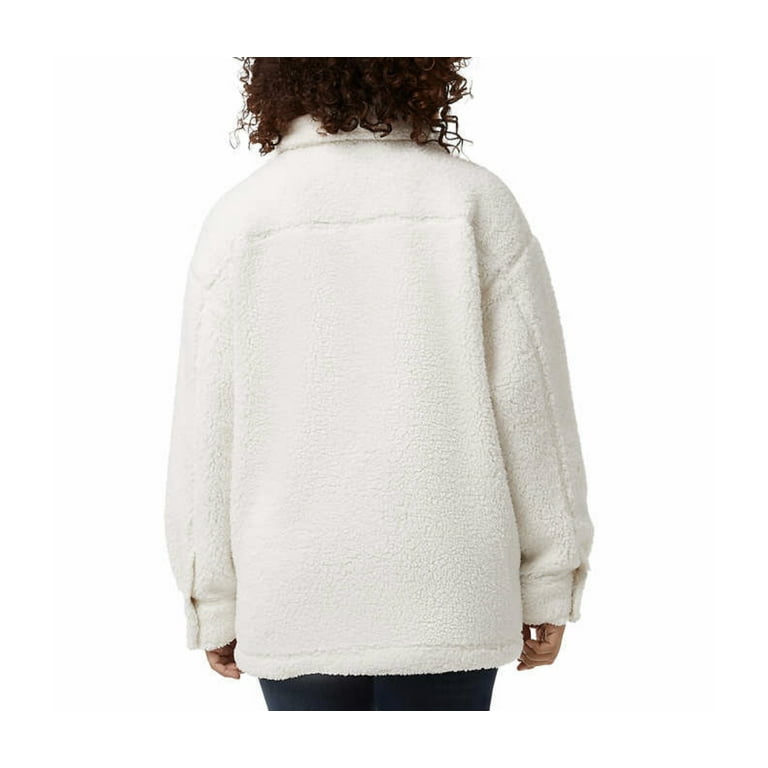 32 Degrees Heat Women's Sherpa Cozy Shirt Jacket, Cream (XL/XXL