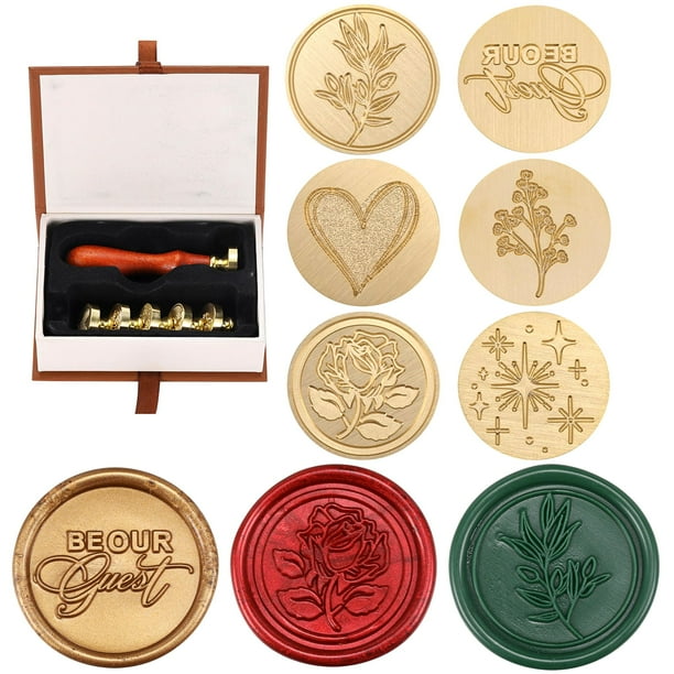 Set de 6 Sellos de Cera Yoption con Mango de Madera 2.5x9 cm