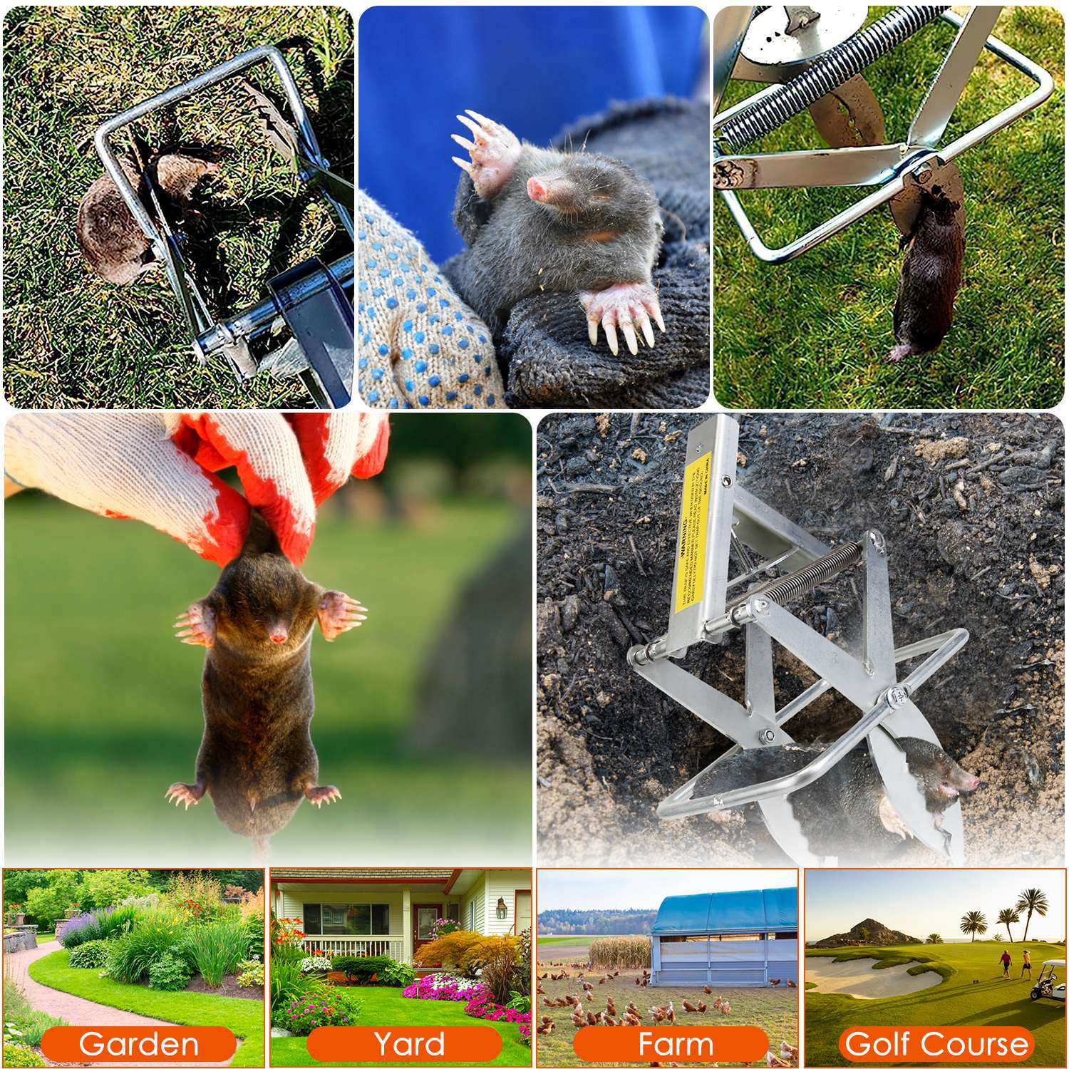2 Pack Mole Traps Thickened Metal Mole Scissor Trap Reusable Mole Trap Mole Control Easy Set Ground Mole Trap for Lawns