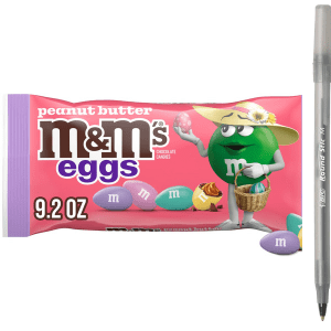 1x M&M's Peanut Butter Easter Milk Chocolate Easter Egg Candy with pen
