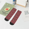 thumbnail image 5 of Salouo Red Floral Pattern Unisex Middle Tube Socks,Middle-Finger Knee High Socks Over The Calf Tube Stocking Crew Stockings for Women and Men Tube Socks, 5 of 8