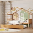 thumbnail image 2 of Sailvan Twin Size Wooden House Bed with Twin Size Trundle, 2 of 8