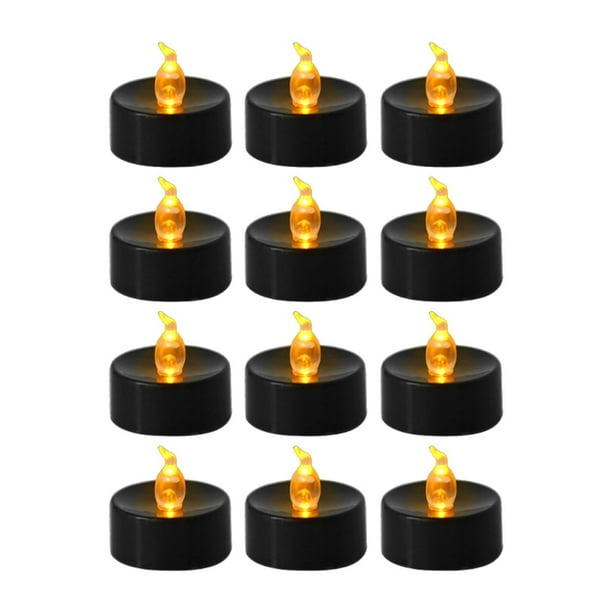 12 velas de té LED, velas de té brillantes, velas de té LED eléctricas falsas Destello amarillo