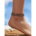 thumbnail image 2 of Silvora Black Layered Anklets for Women Stackable Flat Snakle Chain Cuban Link Chain Ankle Bracelet Set Waterproof Foot Chain Summer Beach Boho Jewelry Gifts for Mom Mothers Day, 2 of 6