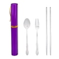 thumbnail image 2 of Miyuadkai Dinnerware Sets Clearance Portable Folding Travel Dinnerware Set Stainless Steel Tableware Camping tools Kitchen Organizers and Storage Purple, 2 of 6