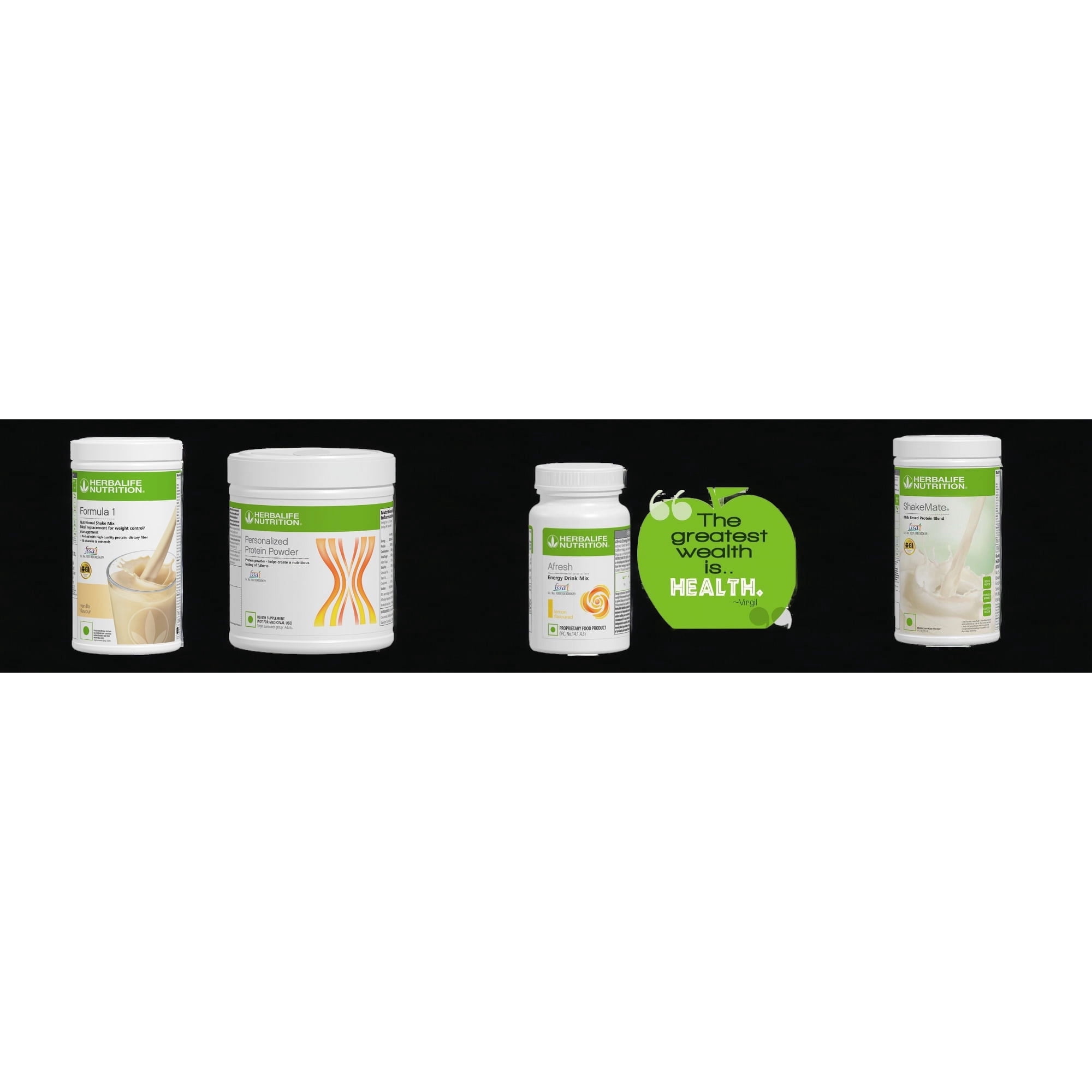 HERBLIFE Nutrition Shake Mix- VANILLA WITH PROTEIN POWDER -200GM AND AFRESH -LEMON AND SHAKEMATE (PACK OF 4)