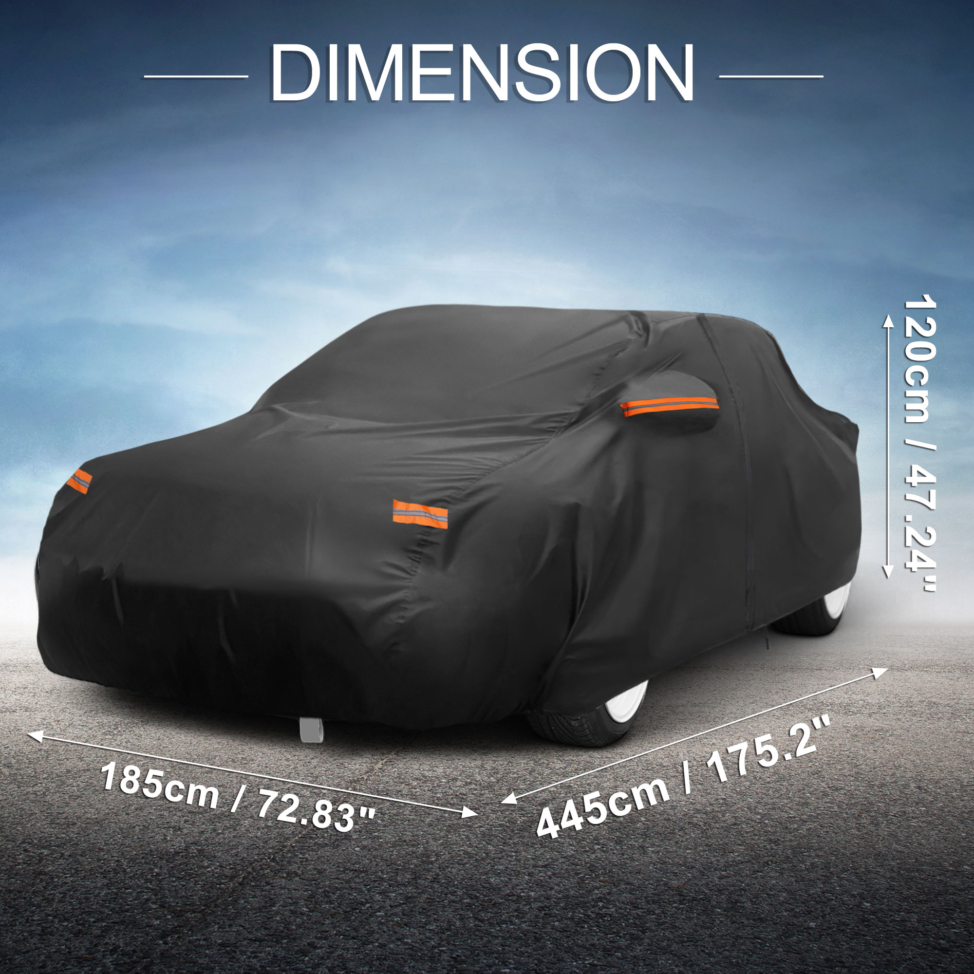 Unique Bargains Aluminum Film Outdoor Full Car Cover with Driver Door Zipper Black for Toyota Supra 175.2"x72.83"x47.24"