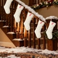 thumbnail image 5 of Anhility Christmas Stockings with Initials, Personalized 18" Large Embroidered Monogram Knit Kids Xmas Stocking Holiday Party Fireplace Family Hanging Stocking Decoration White Letter D, 5 of 5