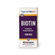Superior Source Biotin 1000 mcg Sublingual Instant Dissolve Tablets - Hair, Skin, and Nails Growth Vitamins - 100 Count