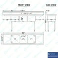 thumbnail image 5 of 18″ x 18″ x 12″ with 18″ Left and Right Drainboards Three Compartment Stainless Steel Commercial Kitchen Prep & Utility Sink | NSF, 5 of 5