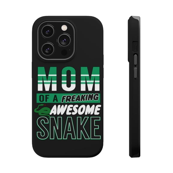 DistinctInk Tough Case for Apple iPhone 15 PRO (6.1" Screen), Compatible with MagSafe Charging - Mom of a Freaking Awesome Snake