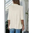 thumbnail image 4 of Luxtrada Women Open Front Cardigan Solid 3/4 Sleeve Loose Collar Draped Ruffles Cardigan (Beige,M), 4 of 4