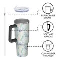 thumbnail image 4 of Floral 40oz Tumbler– Stainless Steel Insulated Tumbler with Handle and Straw, Large Capacity Travel Cup for Hot & Cold Drinks,Thanksgiving,Christmas, Spring,Flower, 4 of 6