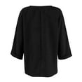 thumbnail image 4 of Solid Button Down Shirt for Women V Neck Long Sleeve Casual Loose Fit Tops Fall Outfits Basic Blouses Top, 4 of 5
