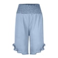 thumbnail image 4 of Women's Bermuda Shorts Knee Length High Waist Plus Size Summer Beach Flowy Wide Leg Short, 4 of 4