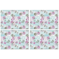 Pioneer Flower Floral Print Pattern Summer Placemats Table Placemats Set Of 4-Linen Kitchen Washable Placemats Table Mats 12x18 Inch Non-Slip Heat Resistant