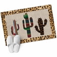 thumbnail image 2 of 2x3 Washable Entryway Rug, Mexico Cactus Non-Slip Area Rug for Front Door Kitchen Bathroom, Leopard Print Background Indoor Floor Mat for Home Decor, 2 of 9