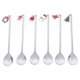 thumbnail image 1 of Cucharas para té: Cucharas navideñas de acero inoxidable con dibujos animados y colgantes - Utensilios para mezclar postres - Vajilla navideña para helados, 1 of 5