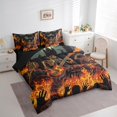 thumbnail image 3 of Manfei Halloween Skeleton Bedding Sets Twin Size,Music Guitar Comforter Sets with Sheets,Gothic Style Bed in a Bag Twin size,Ultra Soft Abstract Bedroom Decorative,Reversible,7-Piece, 3 of 6