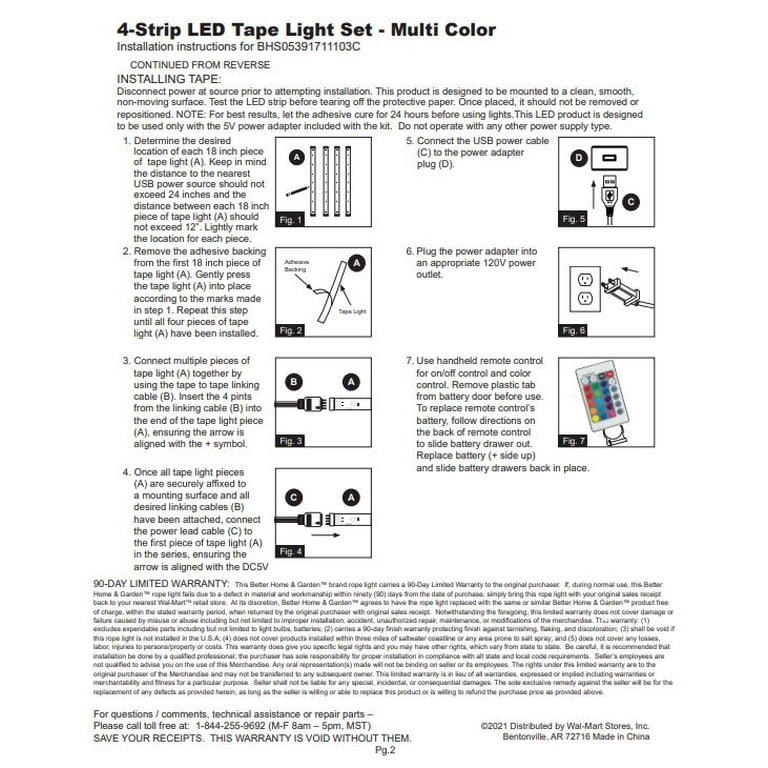 Better Homes Gardens 19.7in. 6 Watt RGB LED Indoor Under Cabinet