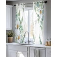 thumbnail image 5 of Eucalyptus Leaves Sheer Curtains 39 Inch Length 2 Panels Set for Living Room/Bedroom, Daisy Spring Floral Botanical Watercolor Kitchen Curtains Grommet Curtains Window Treatments 27.5"x39"x2, 5 of 7