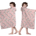 thumbnail image 4 of Pink Cartoon Winged Unicorn Floral Pattern Hooded Bath Towel，50"x30" for Ages 3 To 12 Kids, Quick Dry Lightweight Soft Microfiber Hood Beach Towel Cover Up for Kids, 4 of 7