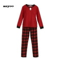 thumbnail image 2 of Christmas Family Matching Pajamas Set Basic Red Tops and Plaid Pants Xmas Sleepwear Homewear Set, 2 of 7