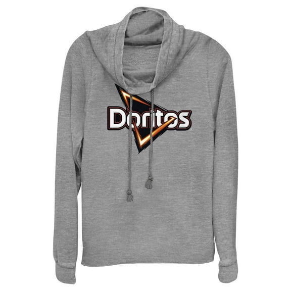 Junior's Doritos Triangle Logo  Cowl Neck Sweatshirt Gray Heather 4X Large
