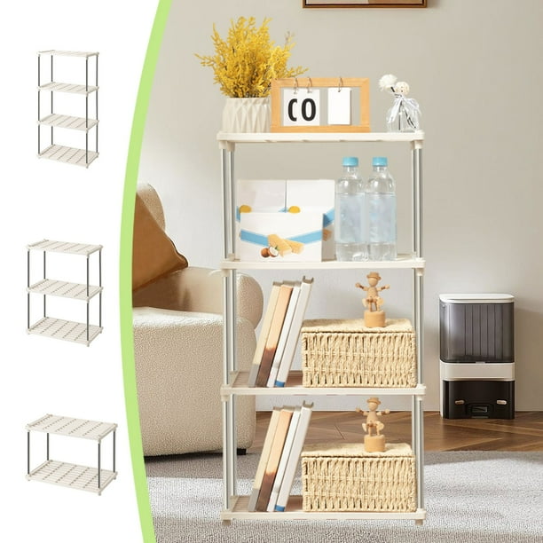 Estantería de almacenamiento ventilada de 4 baldas | Organizador de metal plástico ligero | Unidad de estanterías blancas independientes | 55 libras por estantería | Casa, cocina, garaje, sótano