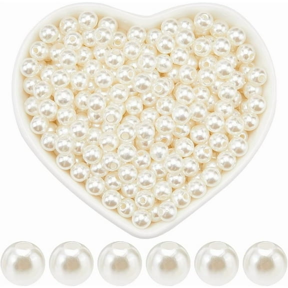 1000Pcs 6mm White Pearl Beads Acrylic Pearls Round Loose Pearl with Hole Crafts Pearl Spacer Beads