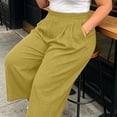 thumbnail image 5 of Khunlpohl Womens Capri Pants Plus Size Wide Legs Palazzo Elastic High Waist Pant Casual Baggy Plain Capris Trousers with Pockets, 5 of 7