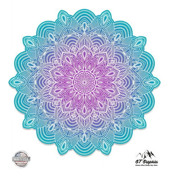 Detailed Mandala Beautiful Flower Design - 3" Vinyl Sticker - For Car Laptop I-Pad Phone Helmet Hard Hat - Waterproof Decal