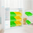 thumbnail image 2 of Kids Toy Storage Organizer with 8 Removable Toy Bins, Bookshelf & 2 Storage Cubbies,Playroom, Bedroom & Classroom Organization, White Theme + Yellow Frame + Green Frame, 2 of 5