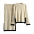 thumbnail image 3 of Sentmoon Lounge Set Lightweight Sweaters for Women and Womens Skirt Oversized Long Sleeve Crew Neck Womens Tops Dressy Casual Color Block Knitted Cozy Loose T Shirts Fall and Winter, 3 of 4