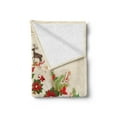 thumbnail image 2 of Christmas Soft Flannel Fleece Throw Blanket, Noel Themed Motif of Poinsettia Flowers and Holly Berries with Deer Ribbon, Cozy Plush for Indoor and Outdoor Use, 50" x 60", Multicolor, by Ambesonne, 2 of 5