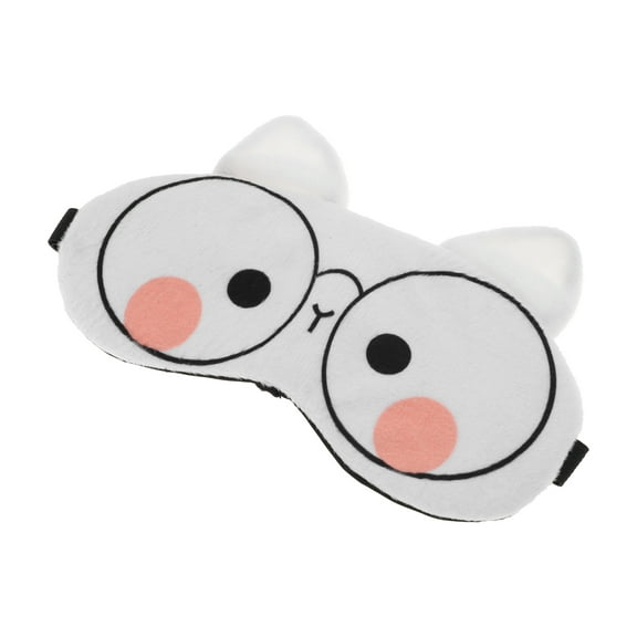 Unique Bargains 1 Pc White Cat Eyes Sleep Mask Soft Eye Shade Cover for Rest for Travel