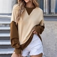 thumbnail image 2 of Color Block Sweatshirts for Women Casaul Crewneck Long Sleeved Loose Sweatshirt Round Neck Hooded Sweatshirt, 2 of 6